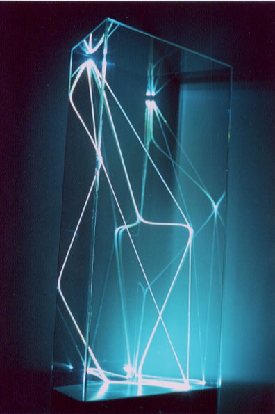 THE DIVISION OF VISUAL UNITY 2001 Optical fibers, plexiglass, feet h 3,5x1,8x1,Targetti, Art Light Collection, White Sculpture.