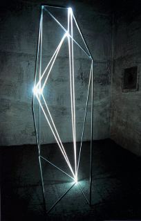 THE DIVISION OF VISUAL UNITY 2002 Stainless steel, optical fibers; feet h 8x3x3.