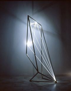 PERMEABLE SPACE 2002 Stainless steel, optical fibers, feet h 5x2x2.