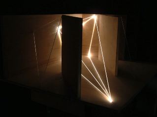 ARCHITETTURAL SPACE 2002 Optical fibers, wood, feet h 1,5x2,5x1,5, Sculpture Space, Utica, New York. 