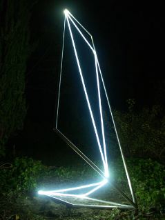 PERMEABLE SPACE 2003 Stainless steel, optical fibers, feet h 13x7x5.